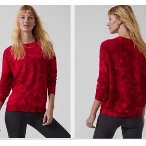Athleta Women's Coastal Luxe Red Crew Neck Sweatshirt ❤️